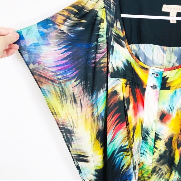 Ted Baker🔥SALE🔥 abstract Shattered Glass shorts romper with tie sash med - Picture 8 of 11